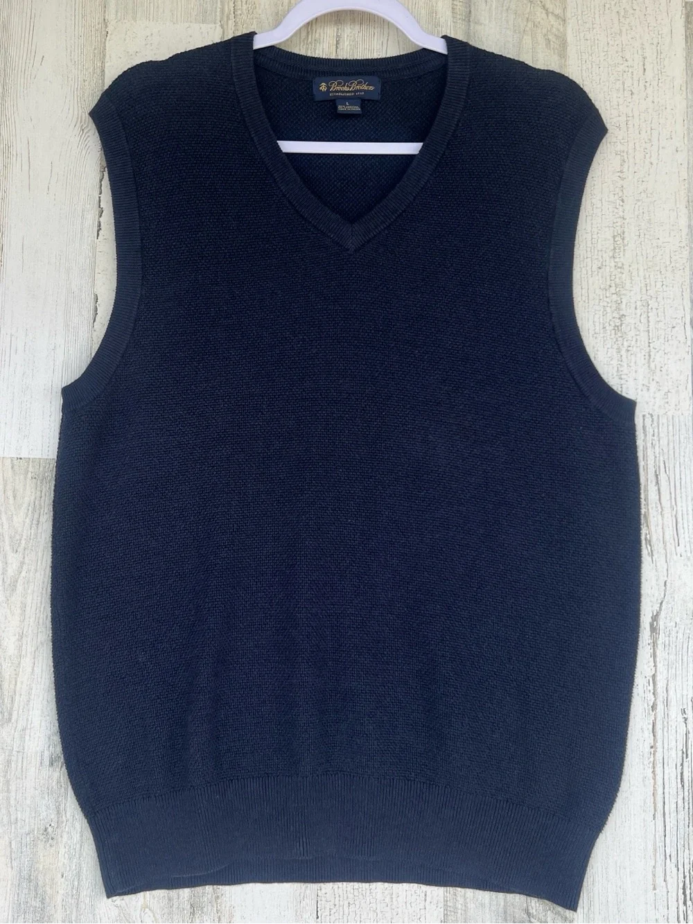 Brooks Brothers V Neck Vest Men Large Navy Blue Cotton Cashmere Preppy Layering‎